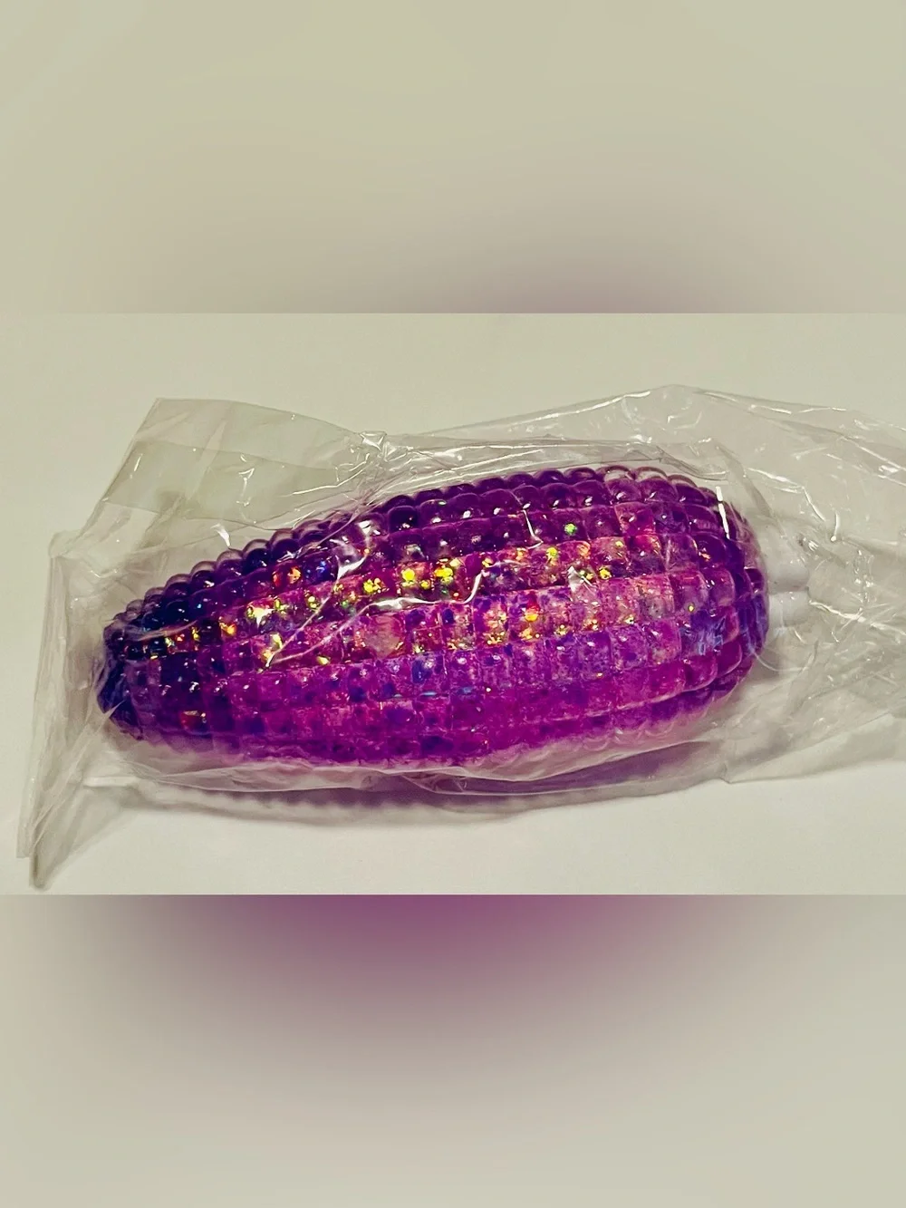 Purple Glitter Corn-Shaped Squishy Toy